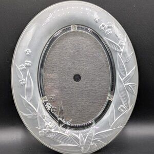 Vintage Mikasa Satin Crystal Glass Oval Picture Frame Floral Holds 5x7 Photo